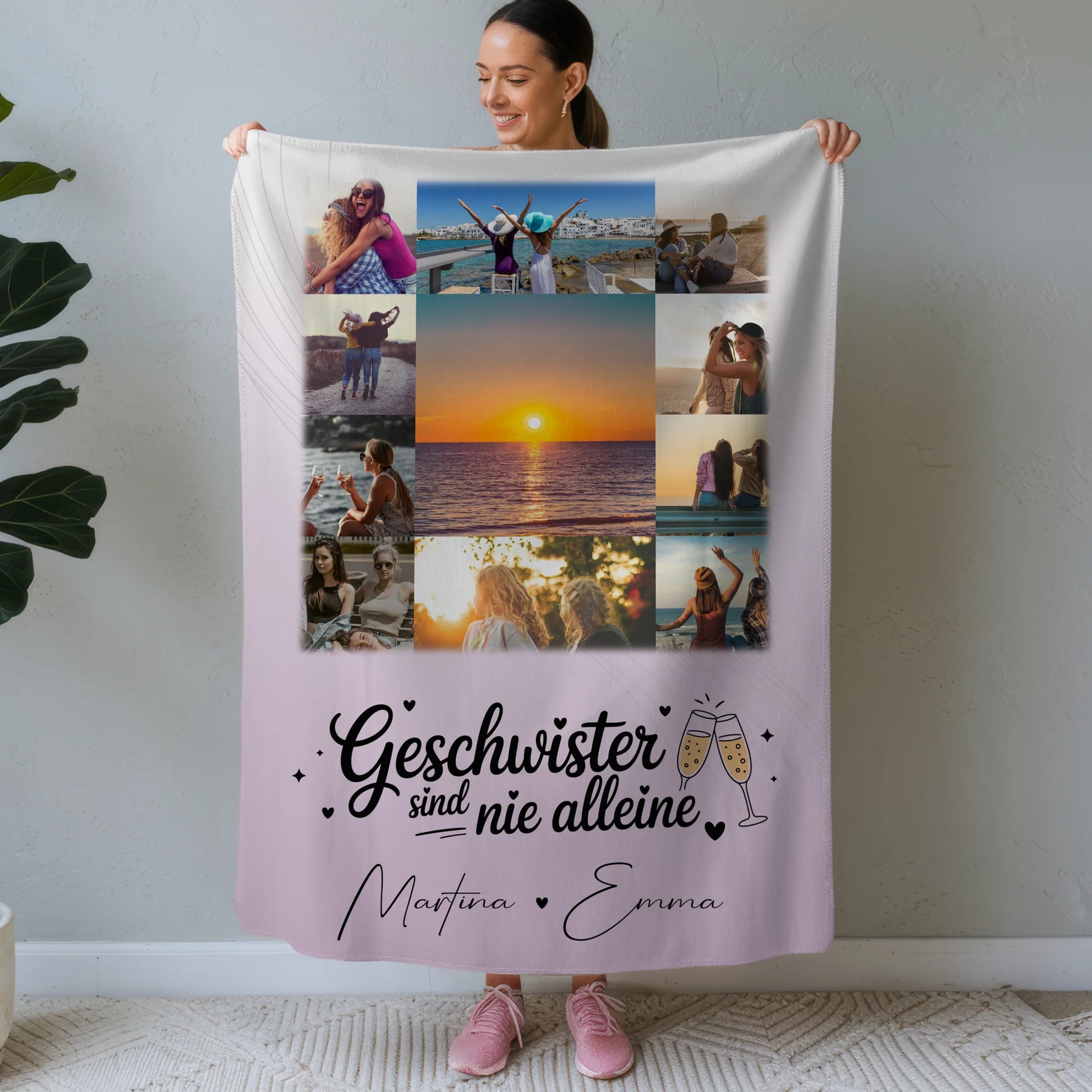 Personalisierte Namensdecke mit 11 Fotos Geschwister sind nie alleine Geschenk für Familien 1