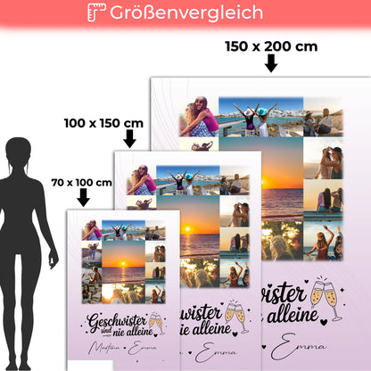 Personalisierte Namensdecke mit 11 Fotos Geschwister sind nie alleine Geschenk für Familien 5