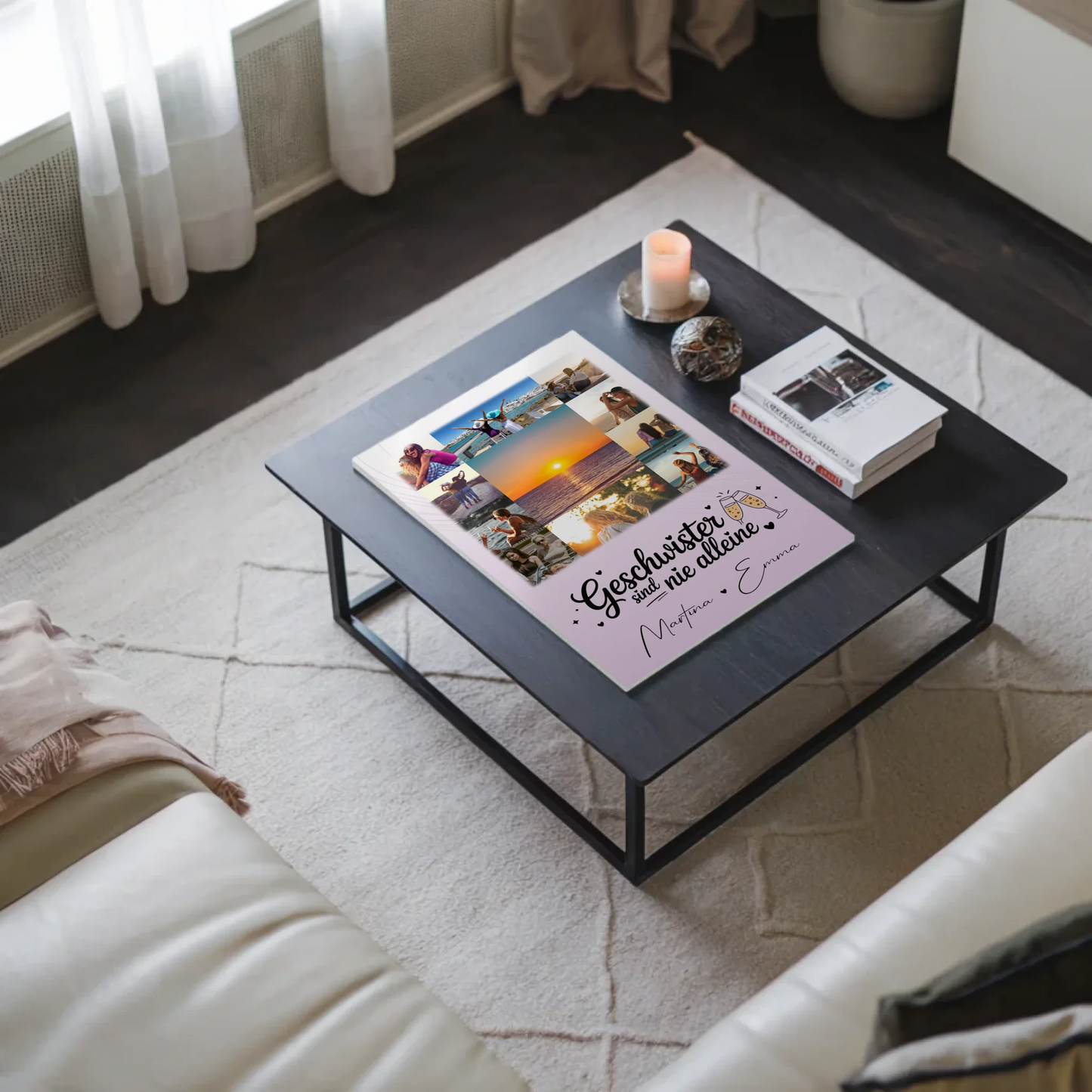 Personalisiertes Fotoboard Poster Magnetisch mit 11 Fotos Geschwister sind nie alleine