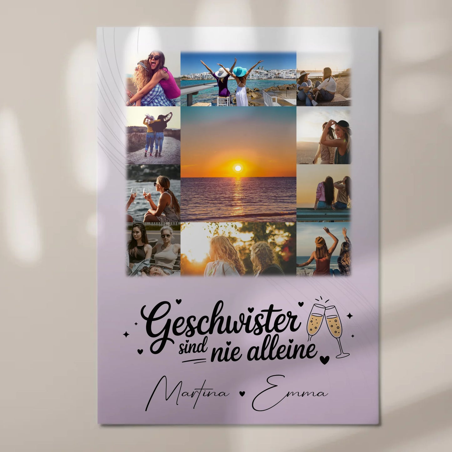 Personalisiertes Fotoboard Poster Magnetisch mit 11 Fotos Geschwister sind nie alleine