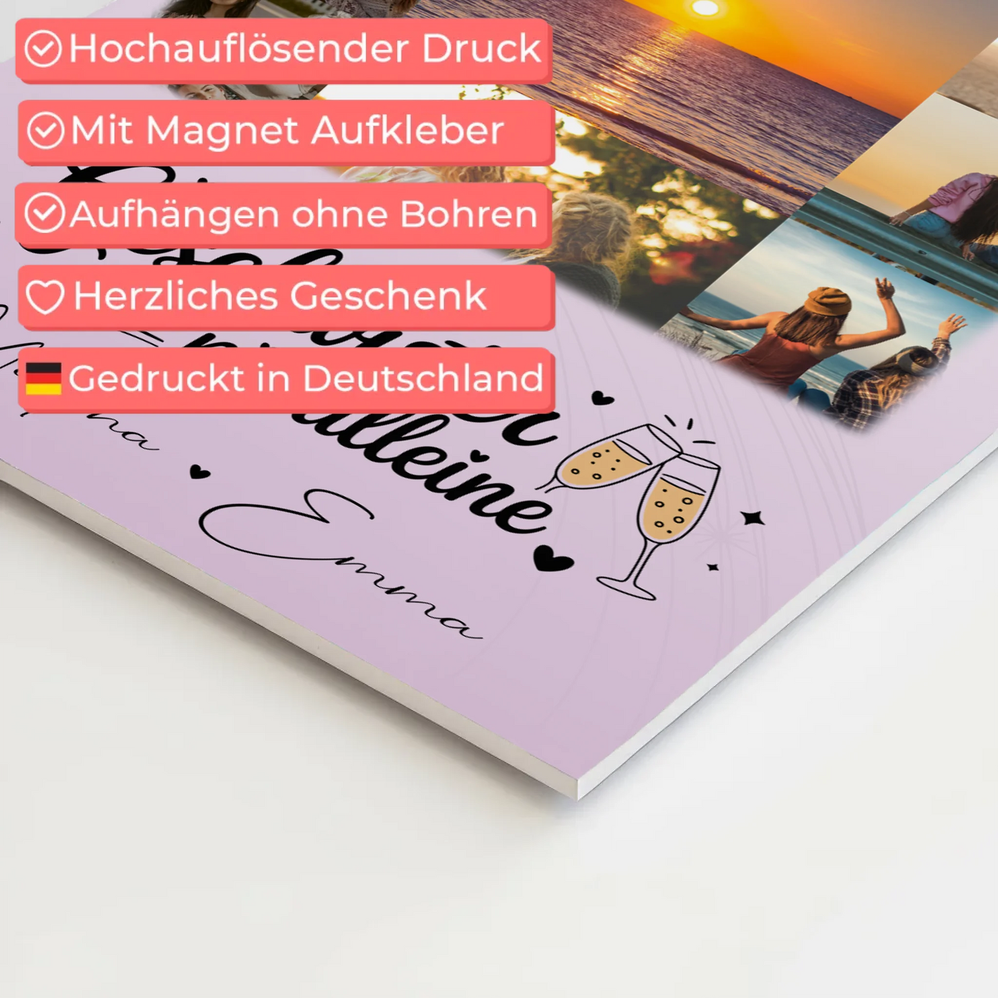 Personalisiertes Fotoboard Poster Magnetisch mit 11 Fotos Geschwister sind nie alleine