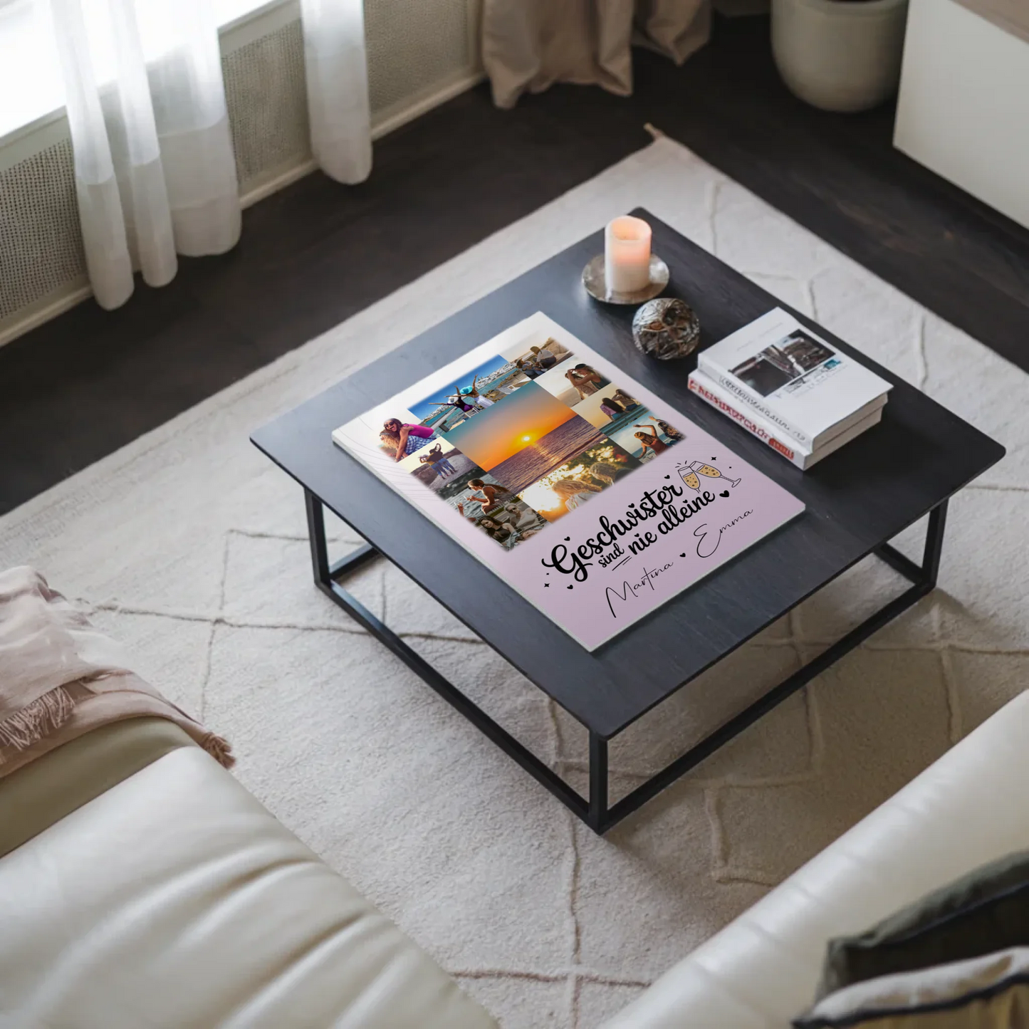 Personalisiertes Fotoboard Poster Magnetisch mit 11 Fotos Geschwister sind nie alleine