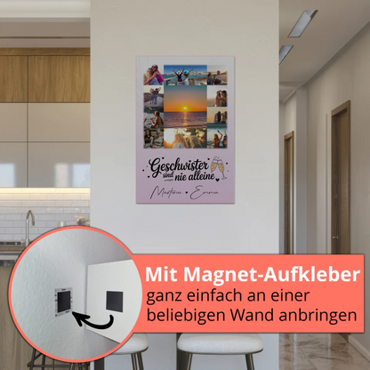 Personalisiertes Fotoboard Poster Magnetisch mit 11 Fotos Geschwister sind nie alleine
