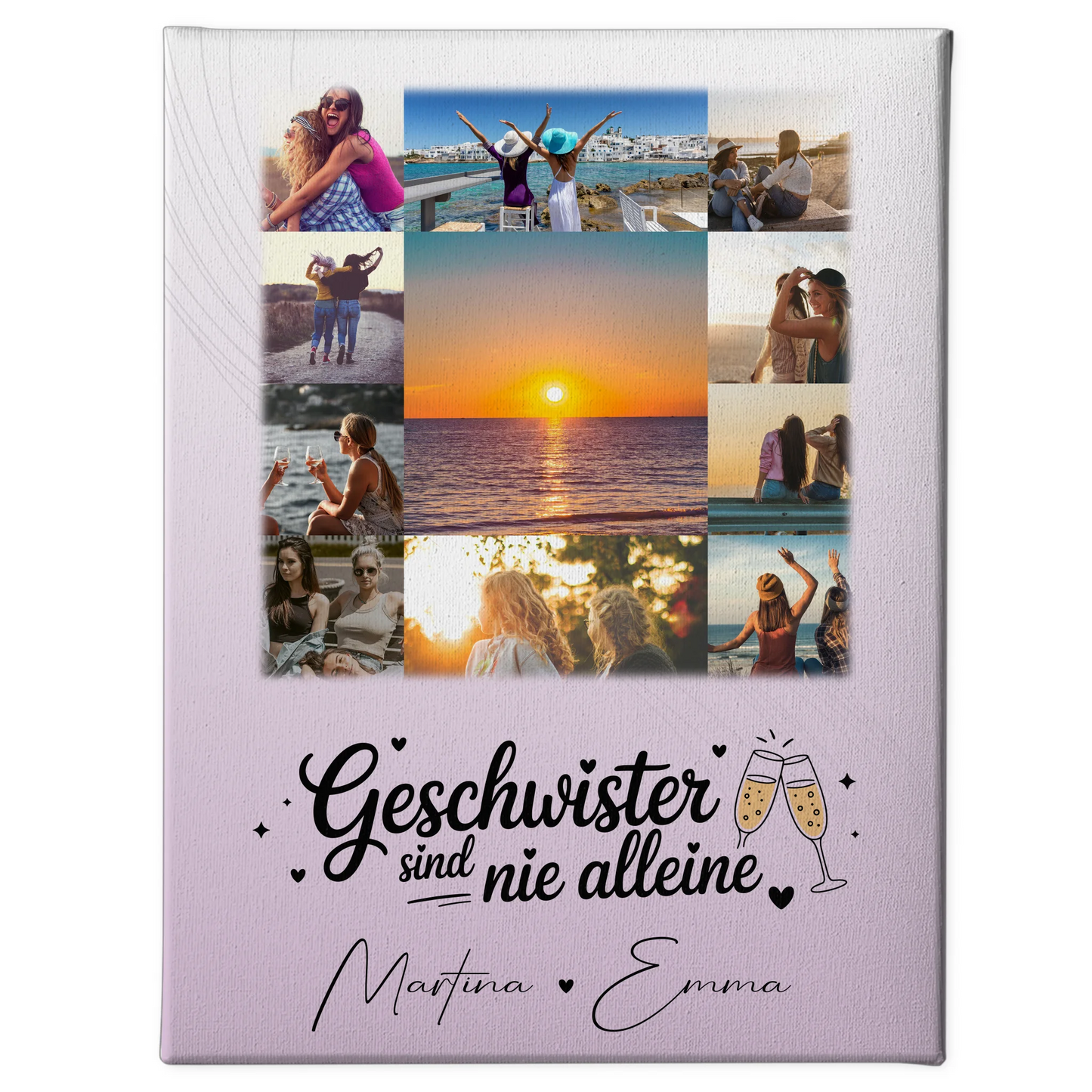 Personalisierte Schwester Leinwand mit 11 Fotos Geschwister sind nie alleine Geschenk