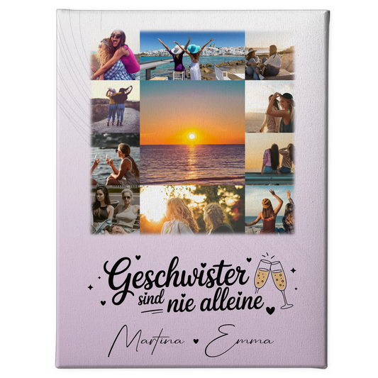 Personalisierte Schwester Leinwand mit 11 Fotos Geschwister sind nie alleine Geschenk