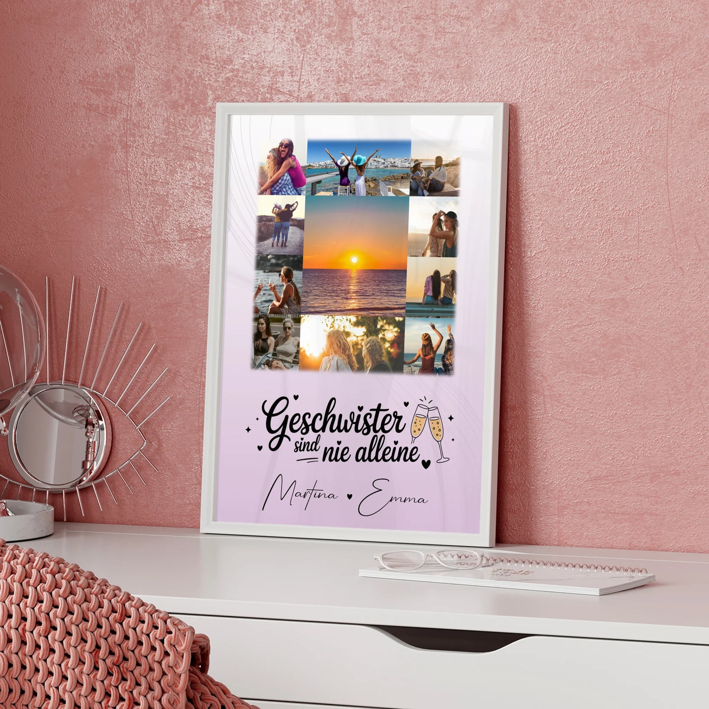 Personalisiertes Poster Schwester Geschwister sind nie alleine mit 11 Fotos