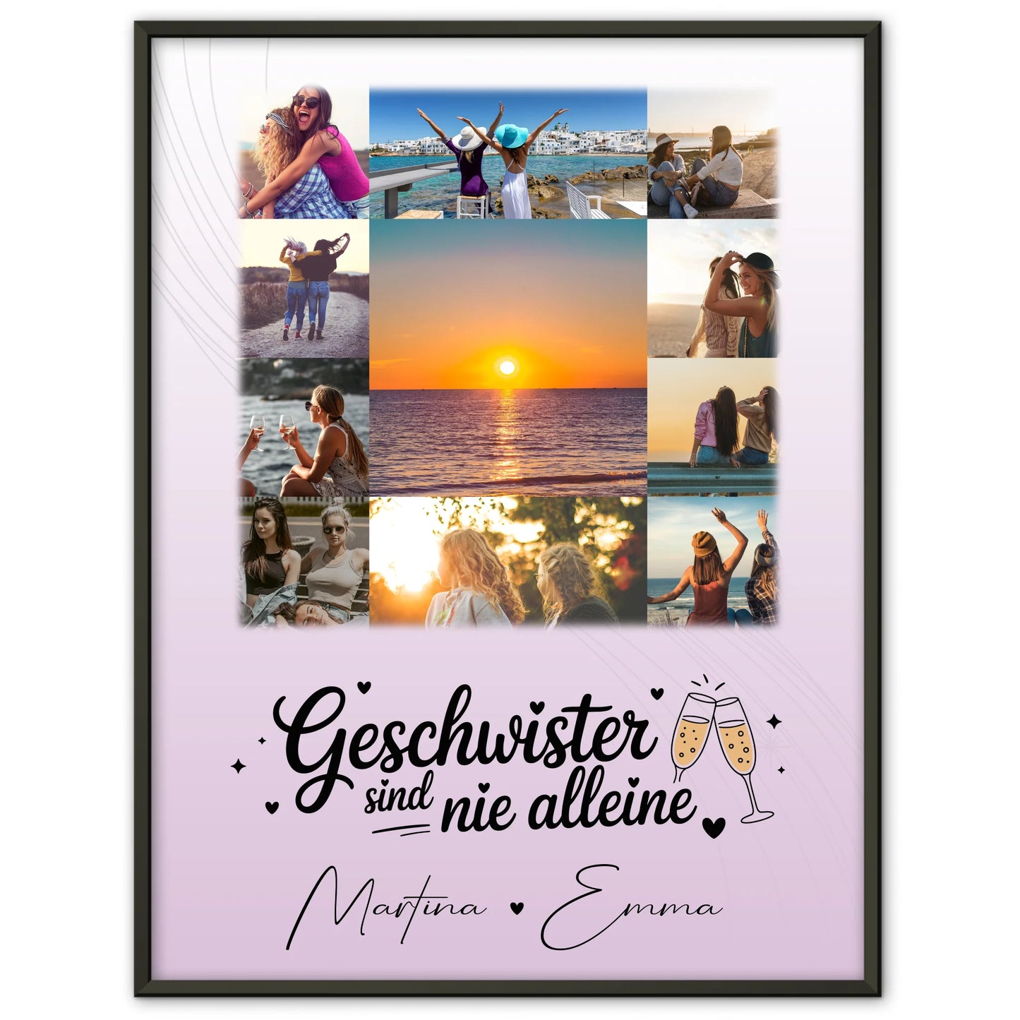 Personalisiertes Poster Schwester Geschwister sind nie alleine mit 11 Fotos