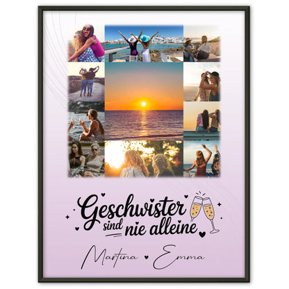 Personalisiertes Poster Schwester Geschwister sind nie alleine mit 11 Fotos