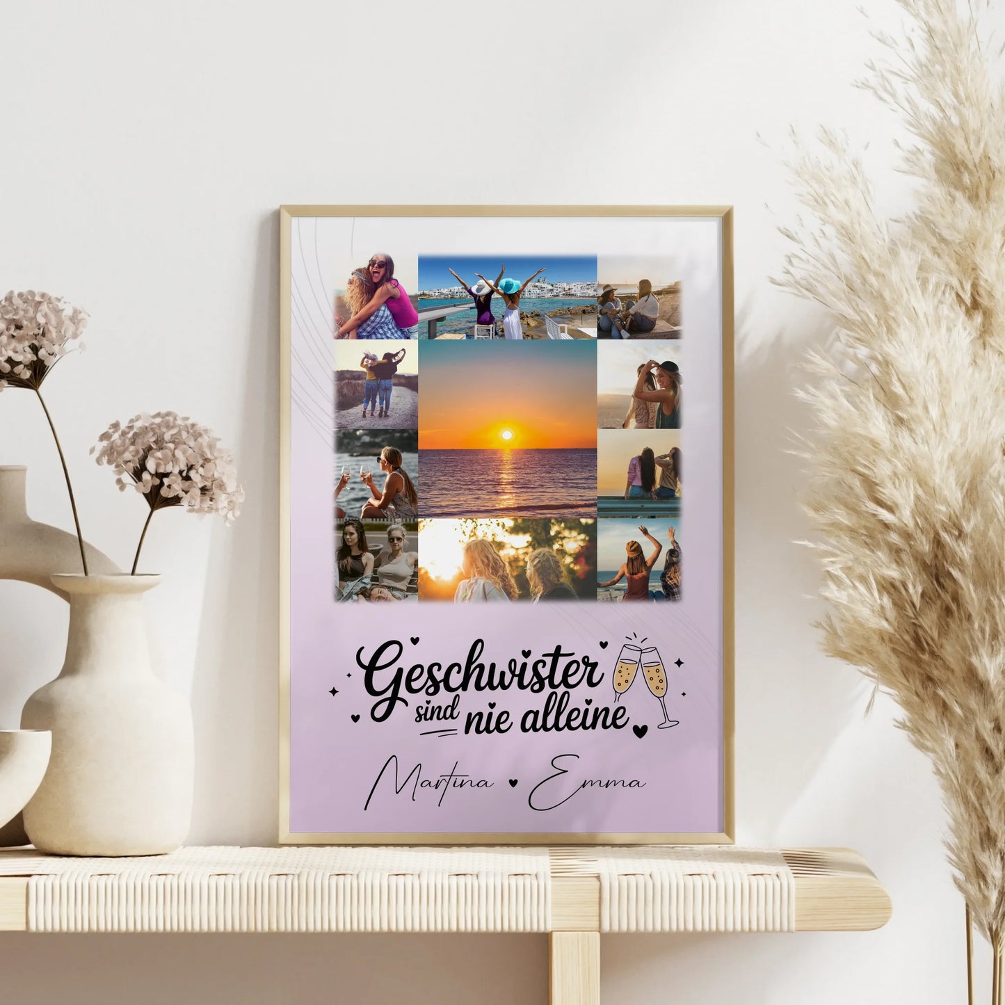 Personalisiertes Poster Schwester Geschwister sind nie alleine mit 11 Fotos