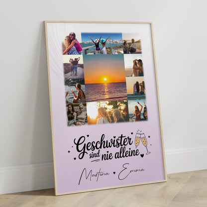 Personalisiertes Poster Schwester Geschwister sind nie alleine mit 11 Fotos