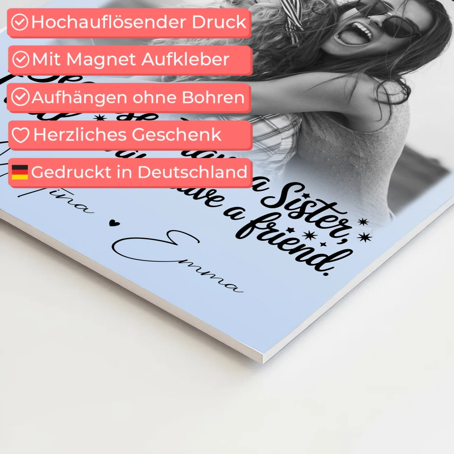 Personalisierbares Fotoboard Poster Magnetisch mit 4 Fotos I Will Always Have a Friend 4