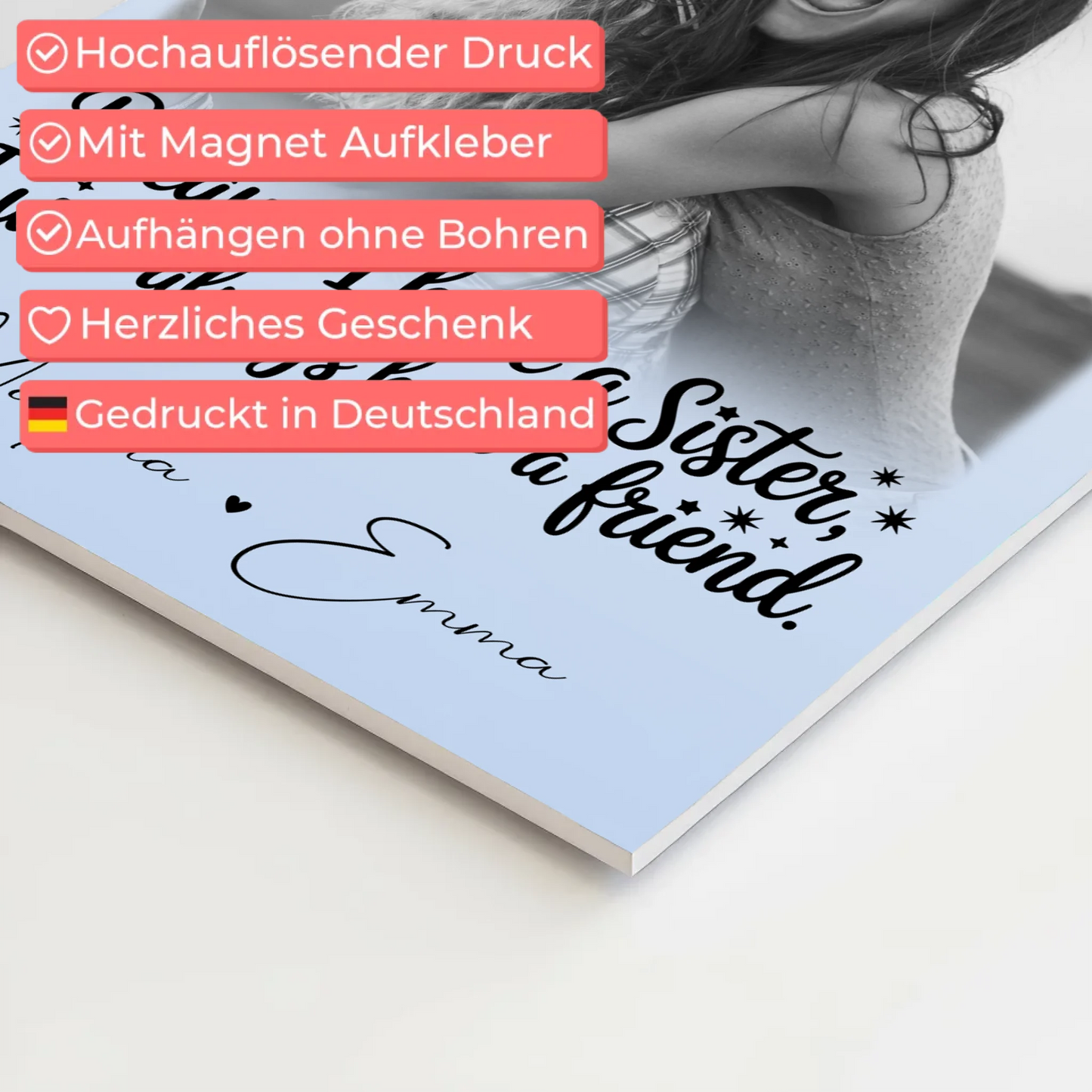 Personalisierbares Fotoboard Poster Magnetisch mit 4 Fotos I Will Always Have a Friend