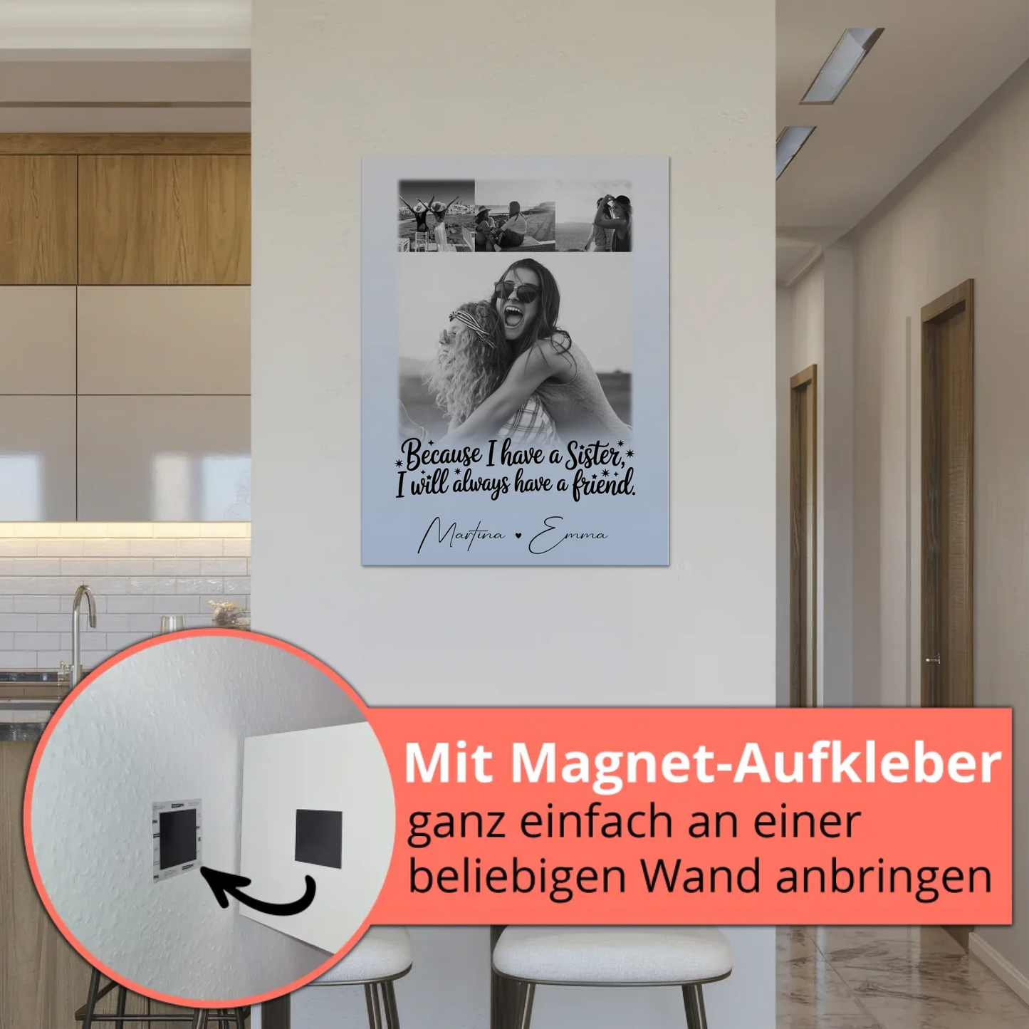 Personalisierbares Fotoboard Poster Magnetisch mit 4 Fotos I Will Always Have a Friend