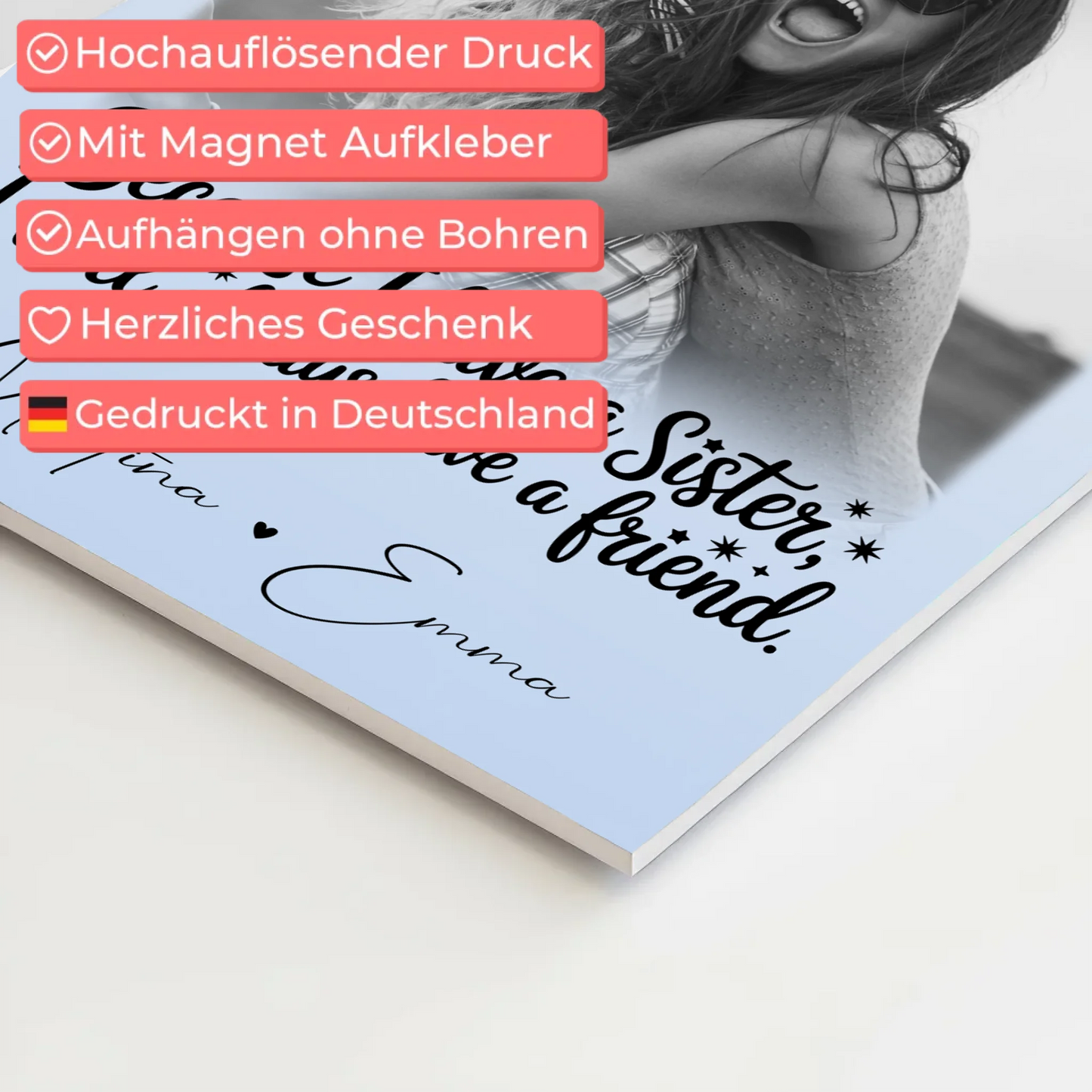 Personalisierbares Fotoboard Poster Magnetisch mit 4 Fotos I Will Always Have a Friend
