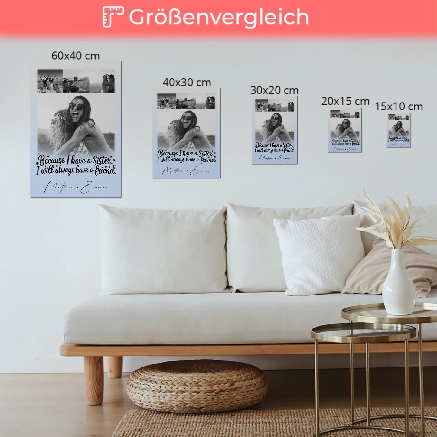 Personalisierbares Fotoboard Poster Magnetisch mit 4 Fotos I Will Always Have a Friend