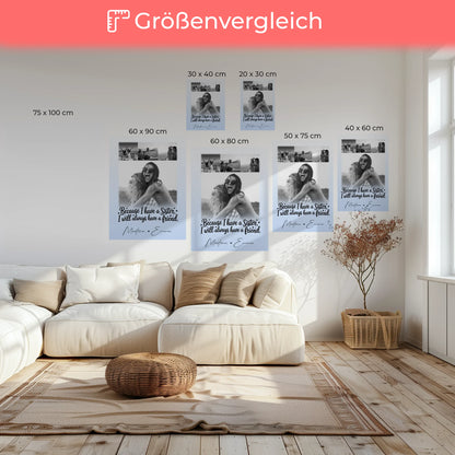 Personalisierte Leinwand Schwester mit 4 Fotos I Will Always Have a Friend Geschenk