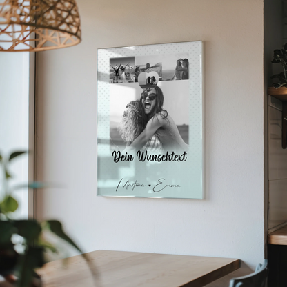 Personalisierte Geschenke mit Foto Mit Acrylglas 4 Fotos und Herz Wunschtext wie Daumen und Zeigefinger