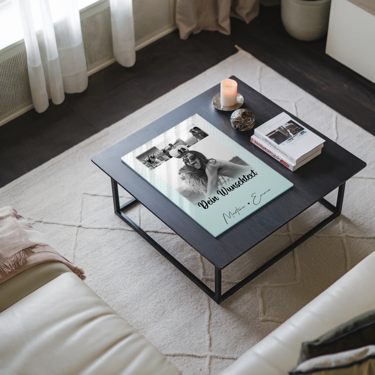 Personalisierte Geschenke mit Foto Mit Acrylglas 4 Fotos und Herz Wunschtext wie Daumen und Zeigefinger