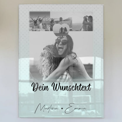 Personalisierte Geschenke mit Foto Mit Acrylglas 4 Fotos und Herz Wunschtext wie Daumen und Zeigefinger