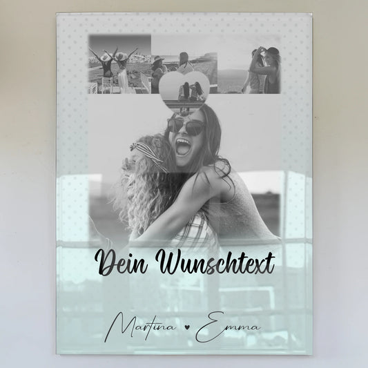 Personalisierte Geschenke mit Foto Mit Acrylglas 4 Fotos und Herz Wunschtext wie Daumen und Zeigefinger