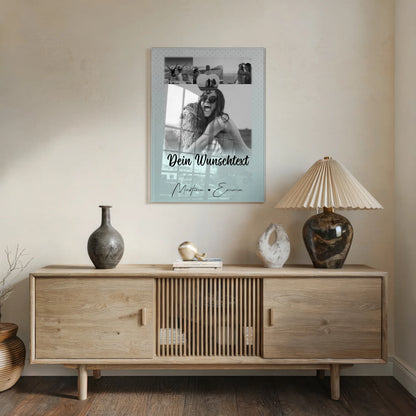 Personalisierte Geschenke mit Foto Mit Acrylglas 4 Fotos und Herz Wunschtext wie Daumen und Zeigefinger