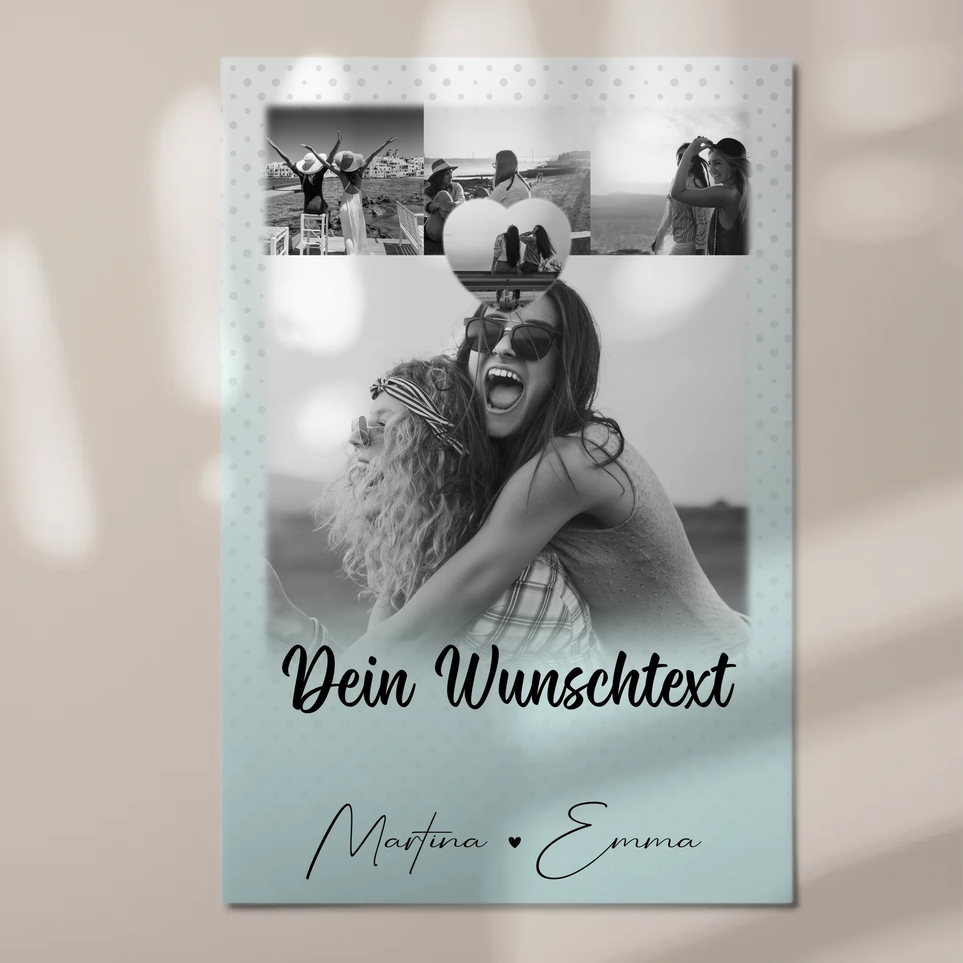 Personalisierbares Fotoboard Poster Magnetisch mit 4 Fotos Herz Wunschtext Wie Daumen und Zeigefinger 1