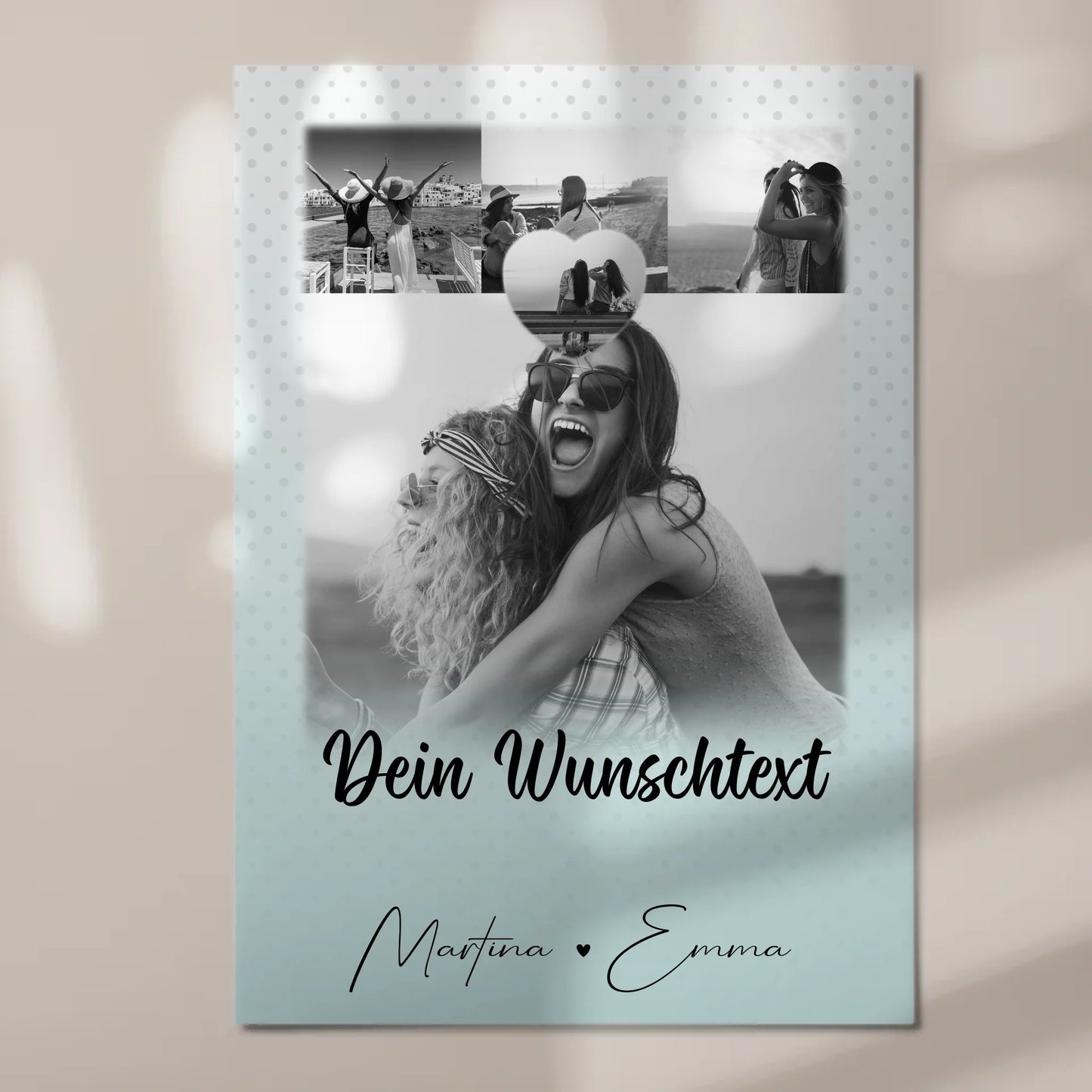 Personalisierbares Fotoboard Poster Magnetisch mit 4 Fotos Herz Wunschtext Wie Daumen und Zeigefinger 7