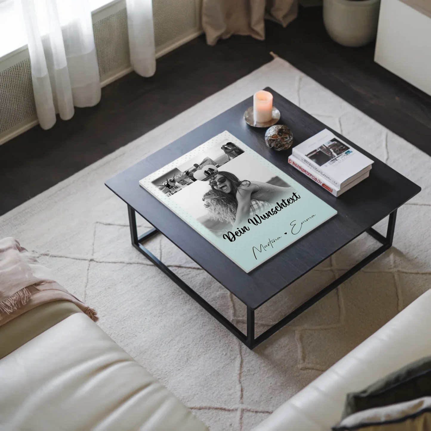 Personalisierbares Fotoboard Poster Magnetisch mit 4 Fotos Herz Wunschtext Wie Daumen und Zeigefinger
