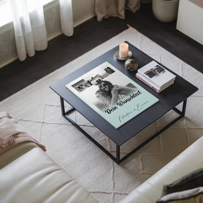 Personalisierbares Fotoboard Poster Magnetisch mit 4 Fotos Herz Wunschtext Wie Daumen und Zeigefinger