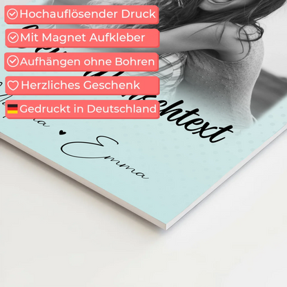 Personalisierbares Fotoboard Poster Magnetisch mit 4 Fotos Herz Wunschtext Wie Daumen und Zeigefinger
