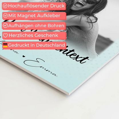 Personalisierbares Fotoboard Poster Magnetisch mit 4 Fotos Herz Wunschtext Wie Daumen und Zeigefinger