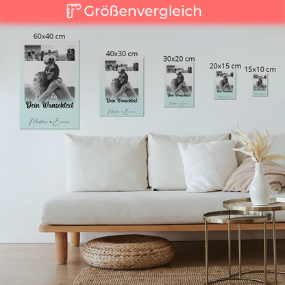 Personalisierbares Fotoboard Poster Magnetisch mit 4 Fotos Herz Wunschtext Wie Daumen und Zeigefinger