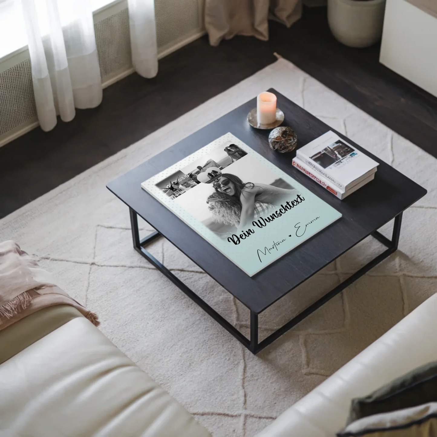 Personalisierbares Fotoboard Poster Magnetisch mit 4 Fotos Herz Wunschtext Wie Daumen und Zeigefinger