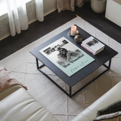 Personalisierbares Fotoboard Poster Magnetisch mit 4 Fotos Herz Wunschtext Wie Daumen und Zeigefinger