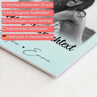 Personalisierbares Fotoboard Poster Magnetisch mit 4 Fotos Herz Wunschtext Wie Daumen und Zeigefinger