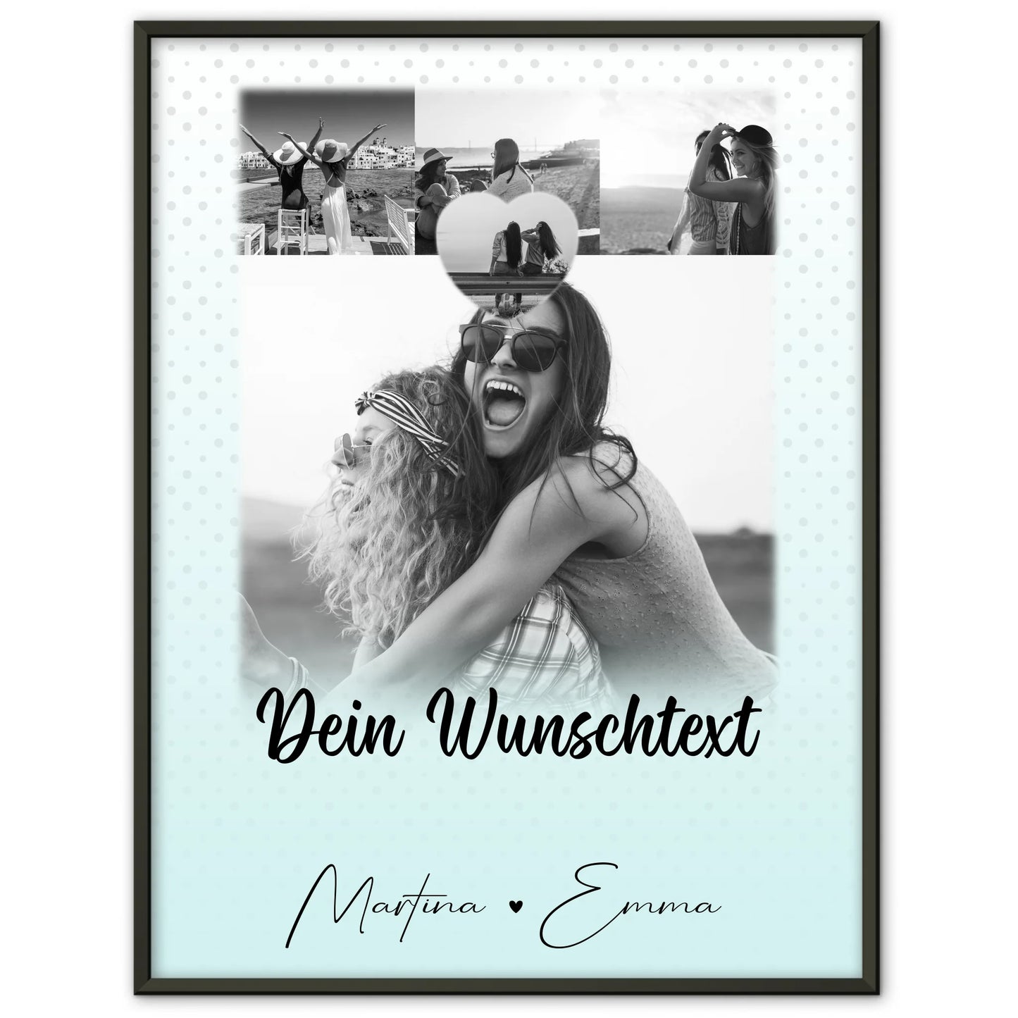 Poster Schwester mit 4 Fotos Herz Foto Wunschtext Wie Daumen und Zeigefinger