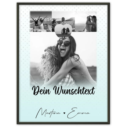 Poster Schwester mit 4 Fotos Herz Foto Wunschtext Wie Daumen und Zeigefinger