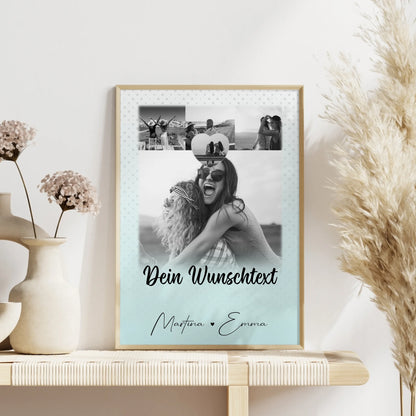 Poster Schwester mit 4 Fotos Herz Foto Wunschtext Wie Daumen und Zeigefinger