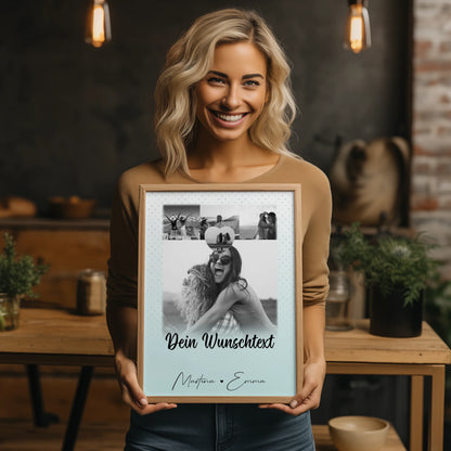 Poster Schwester mit 4 Fotos Herz Foto Wunschtext Wie Daumen und Zeigefinger