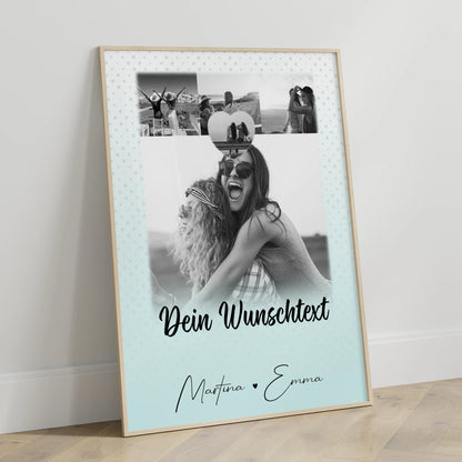 Poster Schwester mit 4 Fotos Herz Foto Wunschtext Wie Daumen und Zeigefinger