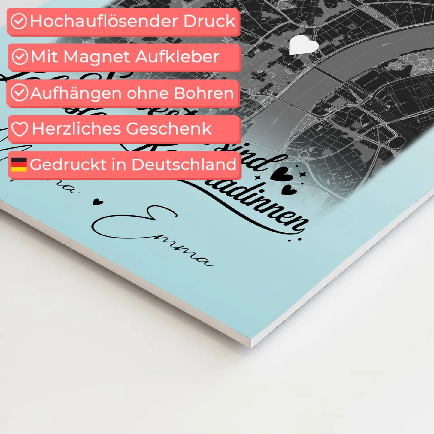 Magnetposter Fotoboard mit 4 Fotos und Karte Schwestern sind Kameradinnen 10