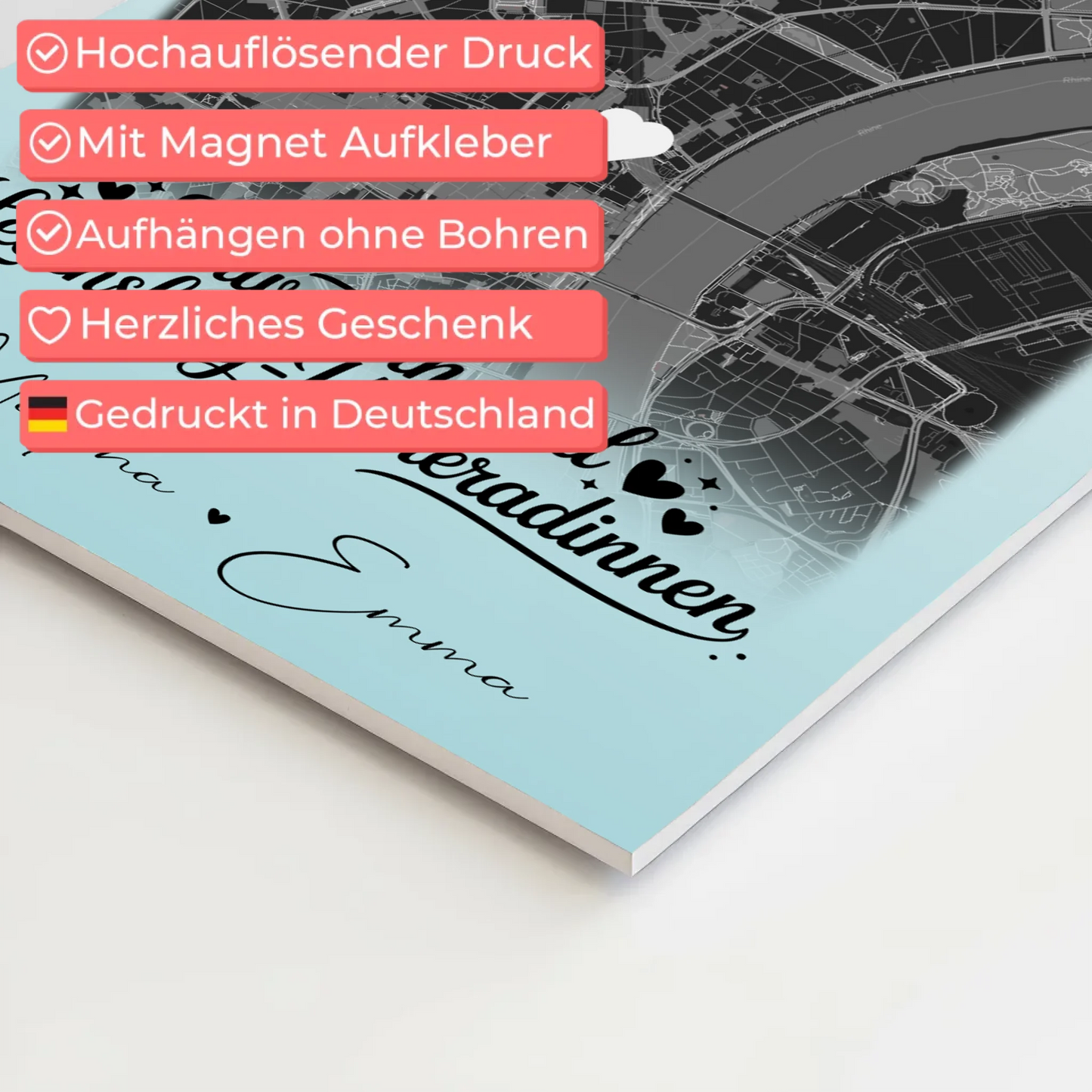 Magnetposter Fotoboard mit 4 Fotos und Karte Schwestern sind Kameradinnen