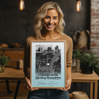 Poster Schwester Schwestern sind Kameradinnen 4 Fotos und Karte