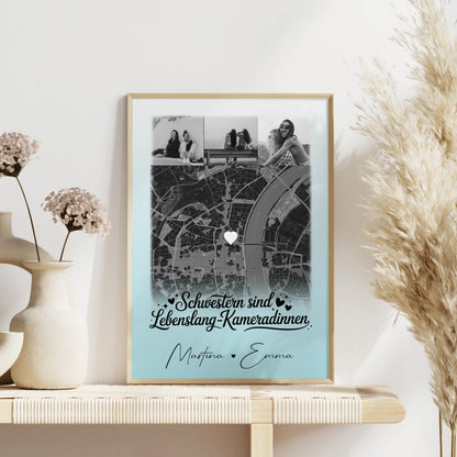 Poster Schwester Schwestern sind Kameradinnen 4 Fotos und Karte
