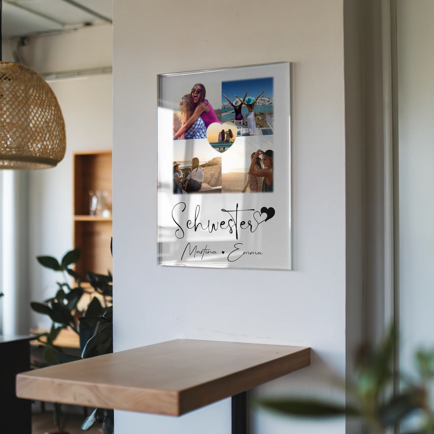 Personalisierte Foto Mit Acrylglas mit 4 Fotos und 1 Herz Foto für einzigartige Geschenke