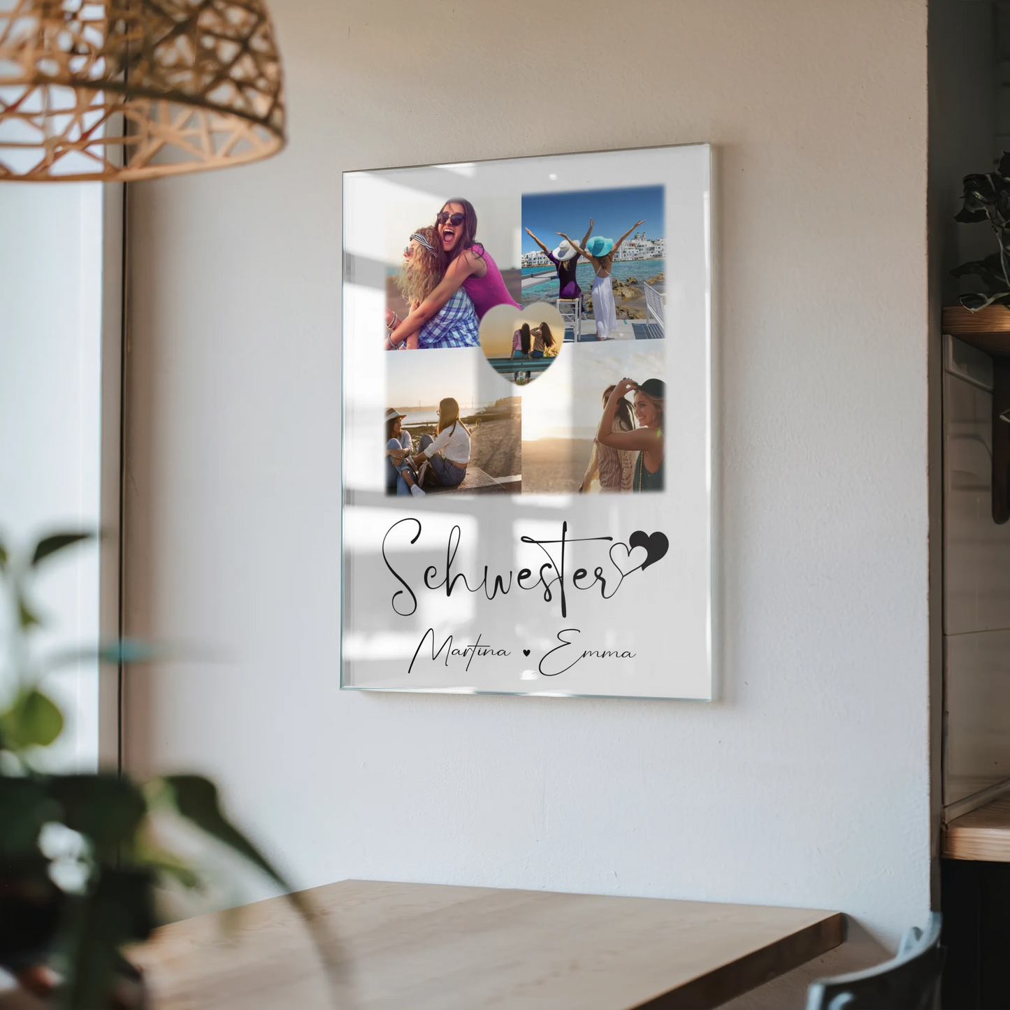 Personalisierte Foto Mit Acrylglas mit 4 Fotos und 1 Herz Foto für einzigartige Geschenke