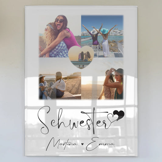 Personalisierte Foto Mit Acrylglas mit 4 Fotos und 1 Herz Foto für einzigartige Geschenke