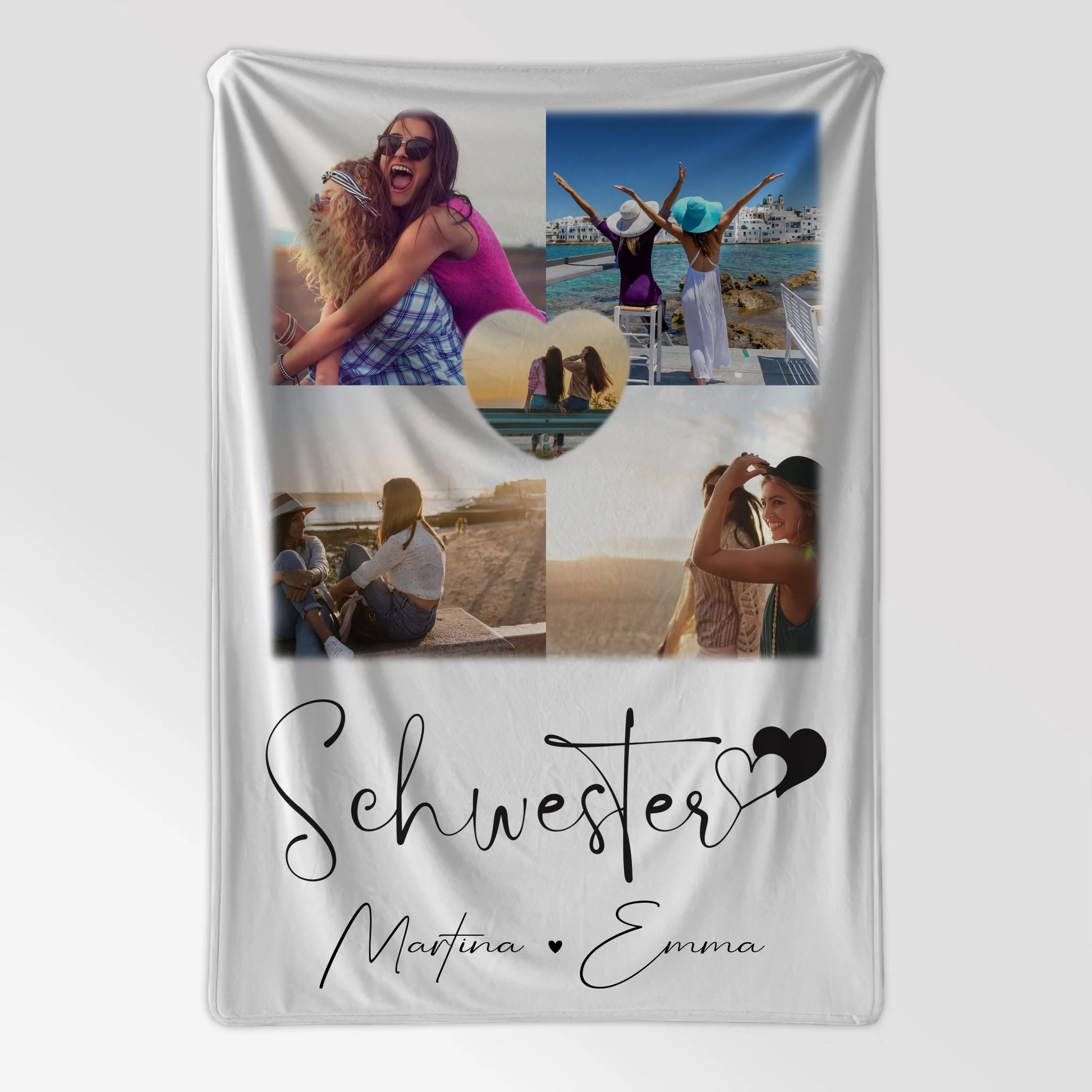 Personalisierte Kuscheldecke Mit Namen 4 Fotos und 1 Herz Foto Perfektes Geschenk 7