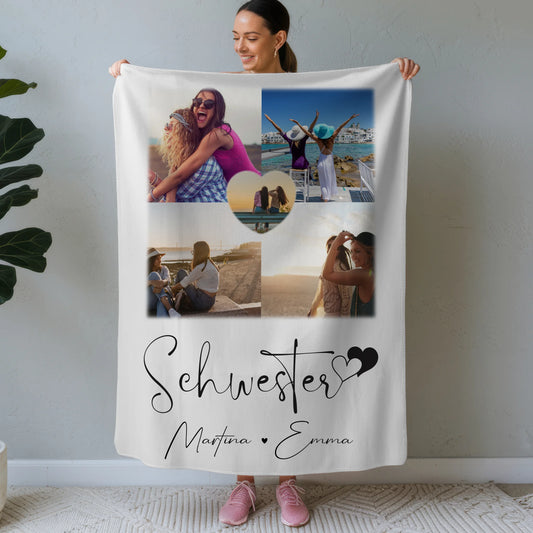 Personalisierte Kuscheldecke Mit Namen 4 Fotos und 1 Herz Foto Perfektes Geschenk 1