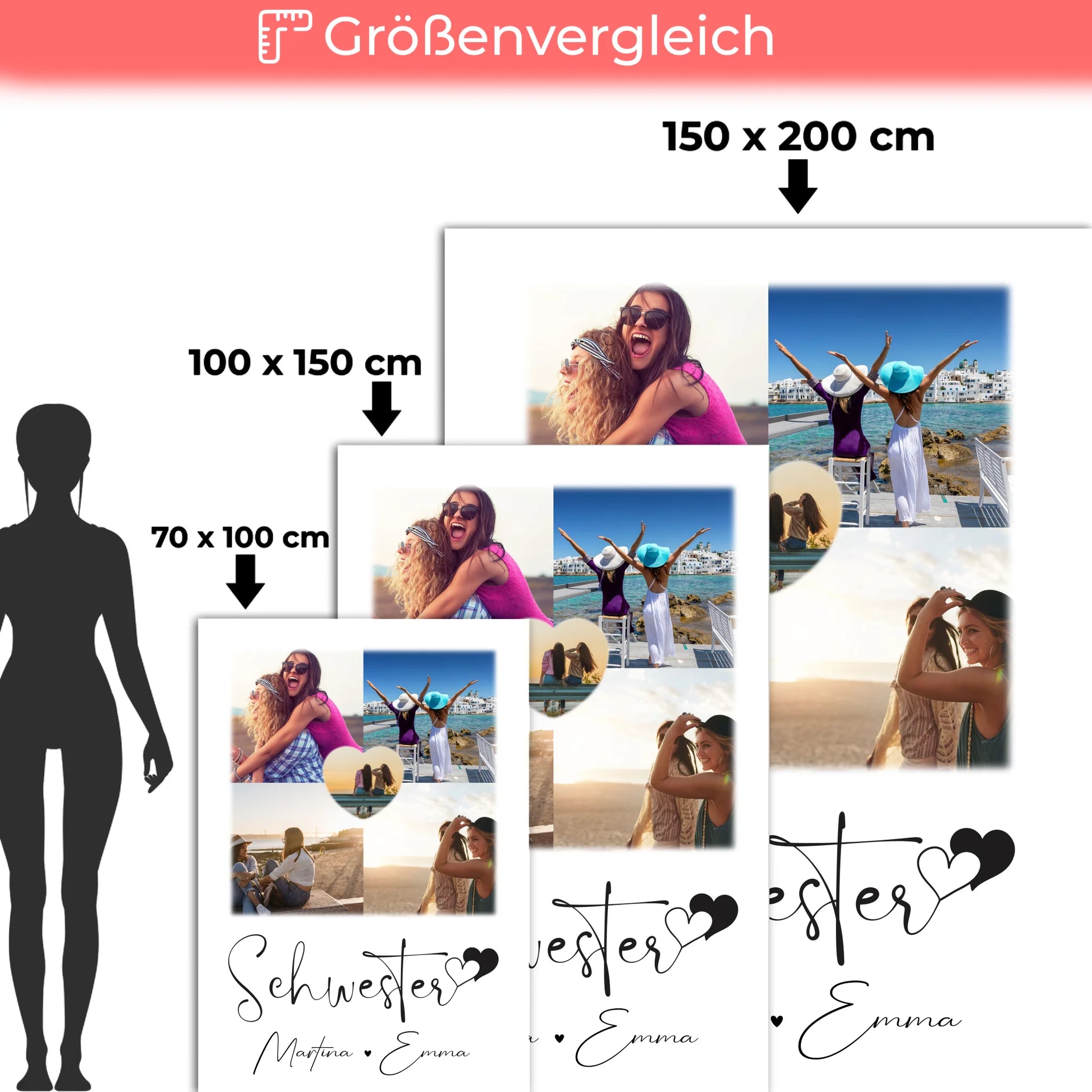 Personalisierte Kuscheldecke Mit Namen 4 Fotos und 1 Herz Foto Perfektes Geschenk 5